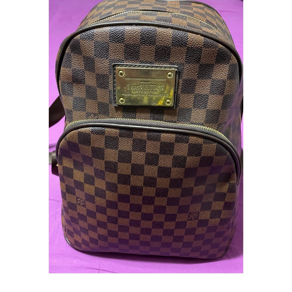 Brown checkered backpack